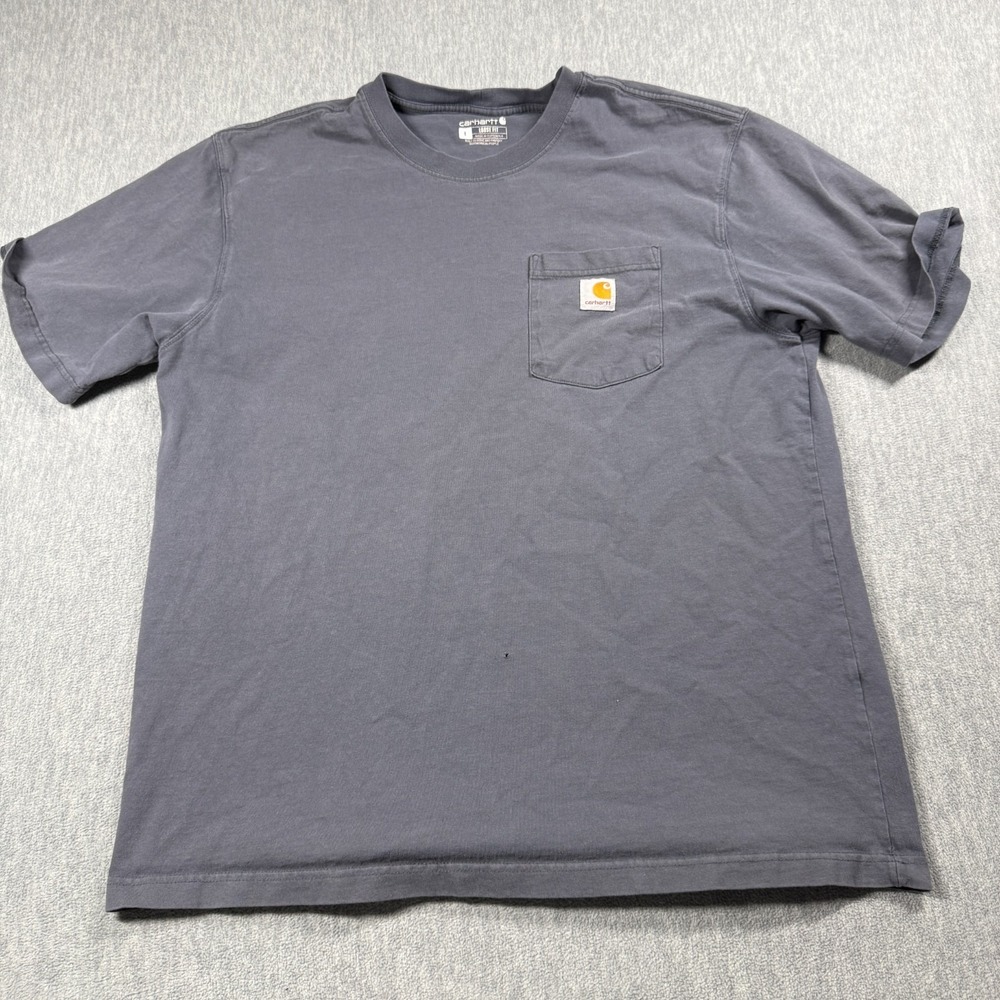 Carhartt T-Shirt Men's L Charcoal Grey Loose Fit Cotton Pocket Workwear Crewneck